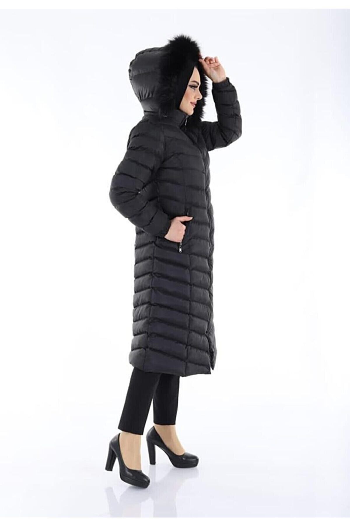 Kadın Siyah Uzun Şişme Mont Kadın Siyah Uzun Şişme Mont