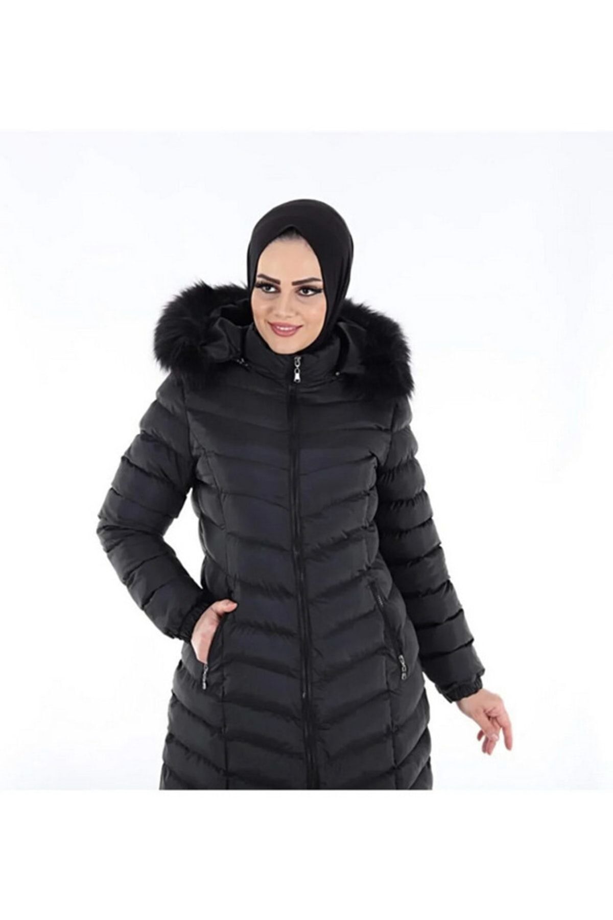 Kadın Siyah Uzun Şişme Mont Kadın Siyah Uzun Şişme Mont