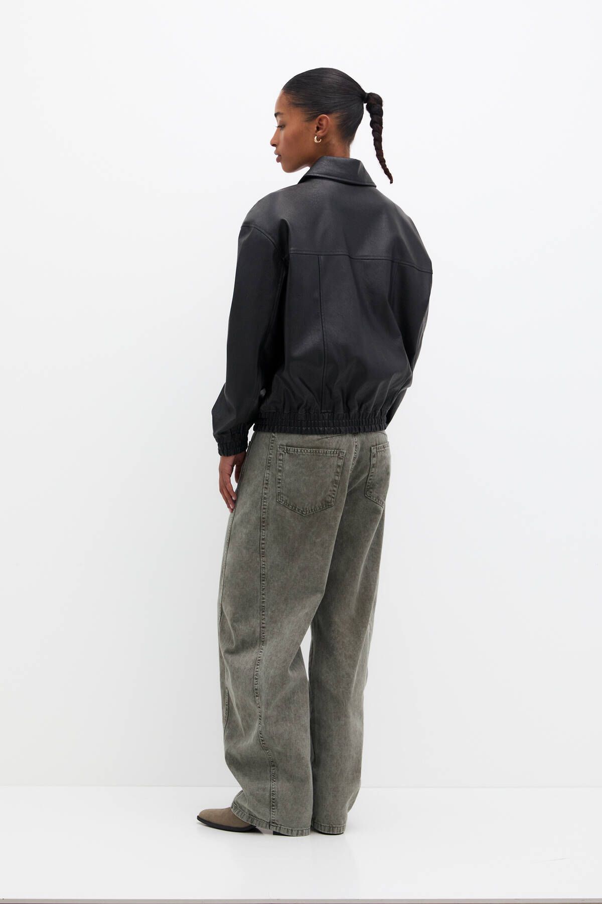 Oversize suni deri ceket Oversize suni deri ceket