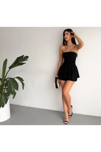Kadın Straplez Şortlu Sandy Astarlı Kısa Elbise Kadın Straplez Şortlu Sandy Astarlı Kısa Elbise
