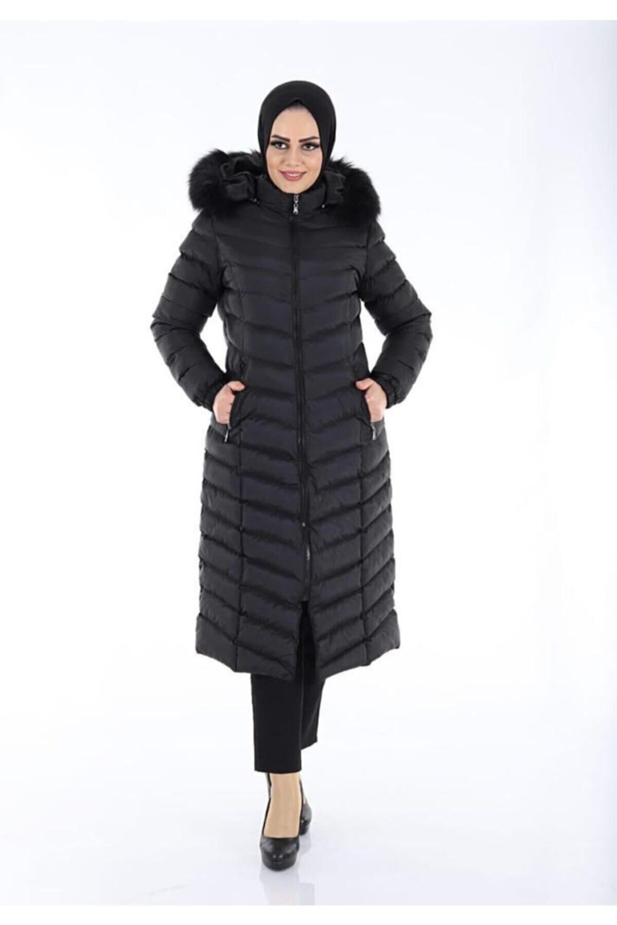 Kadın Siyah Uzun Şişme Mont Kadın Siyah Uzun Şişme Mont