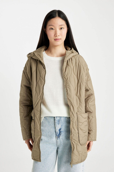 Regular Fit Kapüşonlu Kapitoneli İnce Parka Mont C1645AX24AU Regular Fit Kapüşonlu Kapitoneli İnce Parka Mont C1645AX24AU