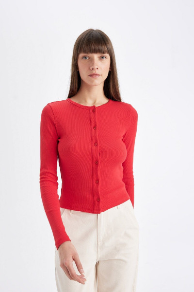 Slim Fit Dar Kesim Bisiklet Yaka Fitilli Kaşkorse Hırka D6130ax24au Slim Fit Dar Kesim Bisiklet Yaka Fitilli Kaşkorse Hırka D6130ax24au