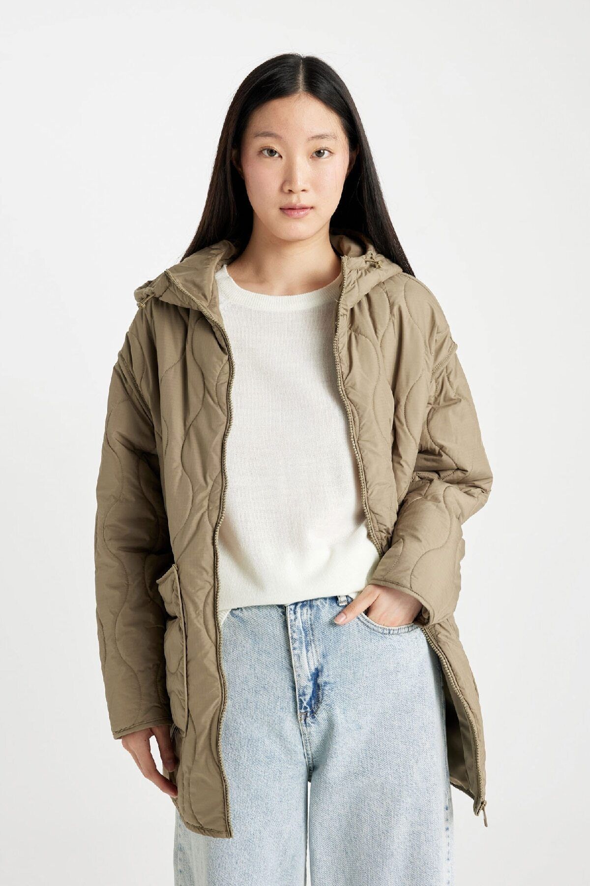 Regular Fit Kapüşonlu Kapitoneli İnce Parka Mont C1645AX24AU Regular Fit Kapüşonlu Kapitoneli İnce Parka Mont C1645AX24AU