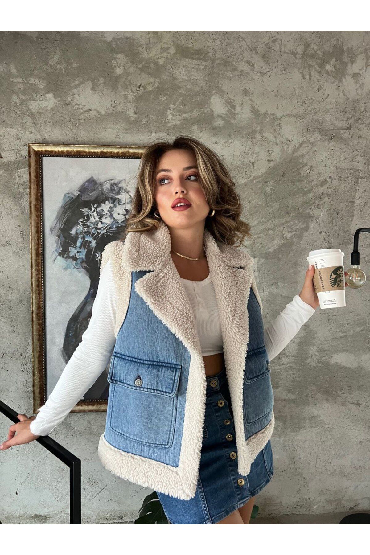 Premium Deri İçi Kürklü Oversize Biker Yelek Premium Deri İçi Kürklü Oversize Biker Yelek