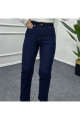 Ultra Yüksek Bel Dar Kalıp Likrasız Koyu Mavi Kesik Paça Model Boyfıt Jean Ultra Yüksek Bel Dar Kalıp Likrasız Koyu Mavi Kesik Paça Model Boyfıt Jean