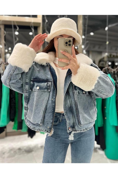 Kısa Içi Kürklü Kot Mont Kısa Içi Kürklü Kot Mont