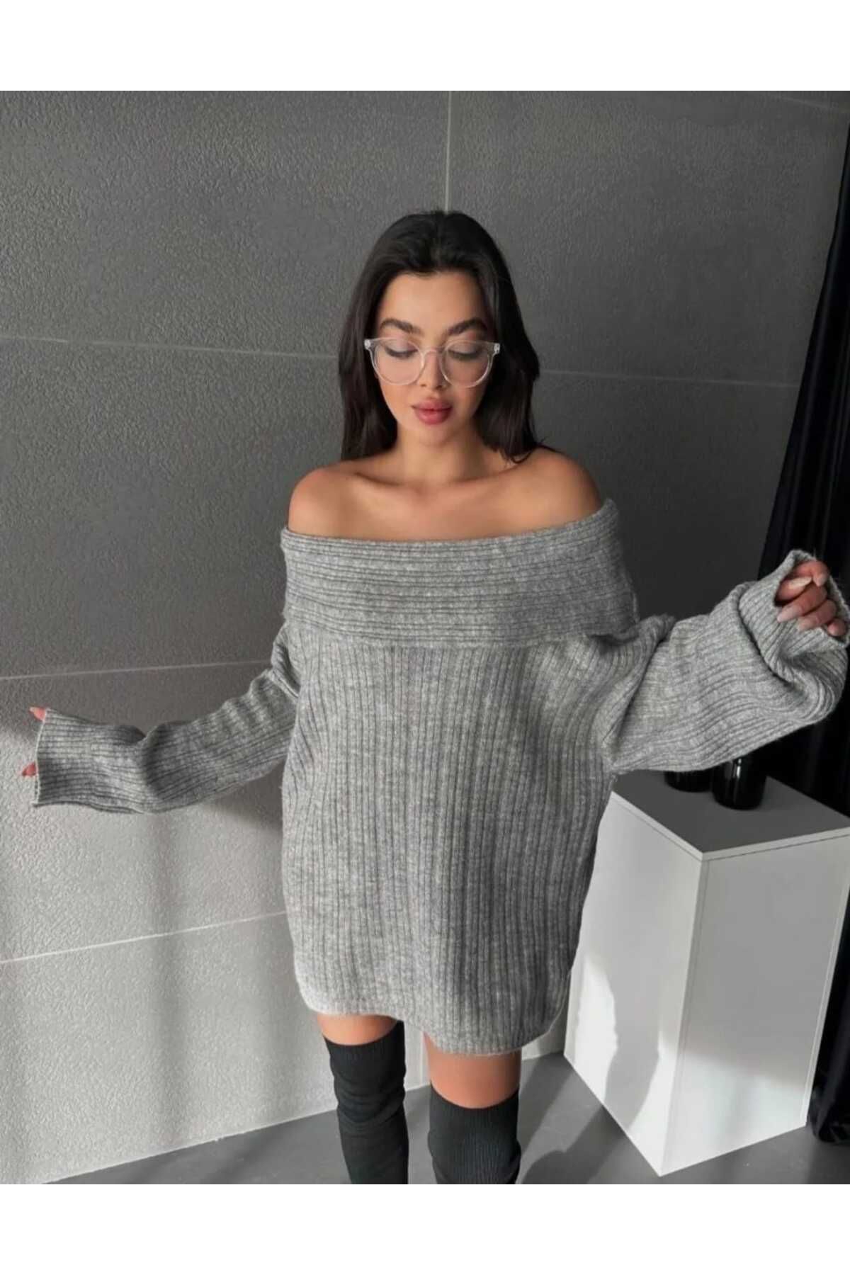 Knitical Tekstil Omuz Açık Katlamalı Mevsimlik Kazak Knitical Tekstil Omuz Açık Katlamalı Mevsimlik Kazak