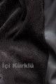 Kadın Siyah Oversize Içi Kürklü Kemerli Biker Deri Ceket Kadın Siyah Oversize Içi Kürklü Kemerli Biker Deri Ceket
