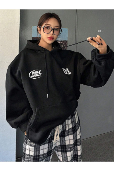 Unisex Erkek/Kadın DAILY 01 Renkli Özel Baskılı Pamuklu Oversize Kapüşonlu Sweatshirt Unisex Erkek/Kadın DAILY 01 Renkli Özel Baskılı Pamuklu Oversize Kapüşonlu Sweatshirt