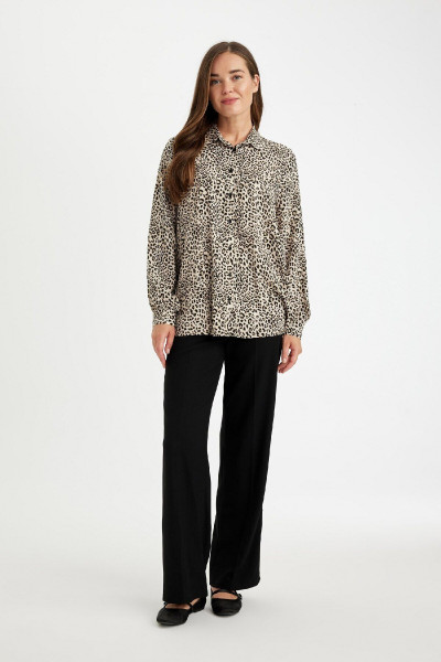 Relax Fit Leopar Desenli Uzun Kollu Gömlek D1078ax24au Relax Fit Leopar Desenli Uzun Kollu Gömlek D1078ax24au