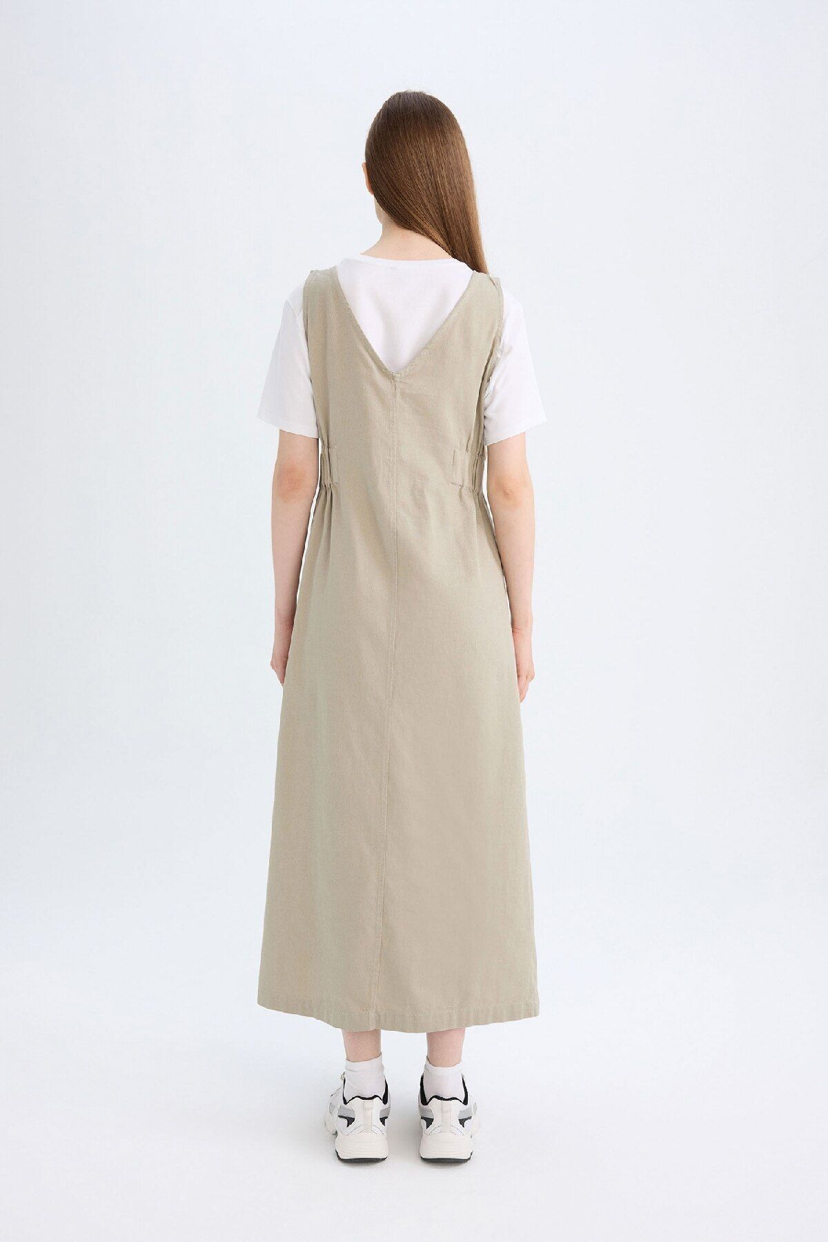 Regular Fit V Yaka Yan Büzgü Detaylı Basic Düz Gabardin Kolsuz Maxi Elbise C9684ax24au Regular Fit V Yaka Yan Büzgü Detaylı Basic Düz Gabardin Kolsuz Maxi Elbise C9684ax24au