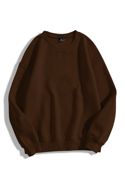 Unisex Basic Bisiklet Yaka Sweatshirt Hoodie