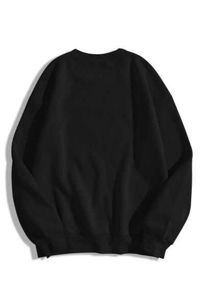Unisex Basic Bisiklet Yaka Sweatshirt Hoodie