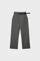 Kemerli ve dökümlü straight fit kumaş pantolon Kemerli ve dökümlü straight fit kumaş pantolon
