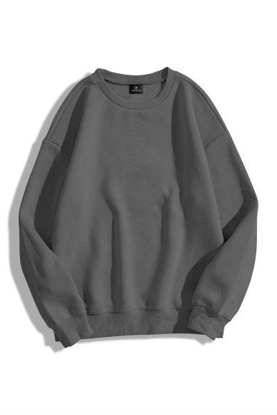 Unisex Basic Bisiklet Yaka Sweatshirt Hoodie
