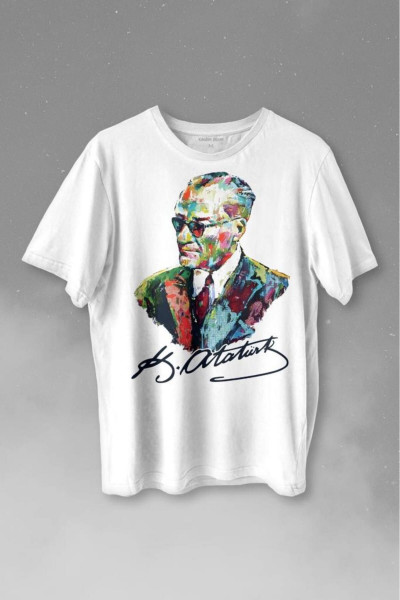 Karizma Gözlüklü Gazi Mustafa Kemal Atatürk Portresi Baskılı Tişört Unisex T-shirt Karizma Gözlüklü Gazi Mustafa Kemal Atatürk Portresi Baskılı Tişört Unisex T-shirt
