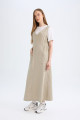 Regular Fit V Yaka Yan Büzgü Detaylı Basic Düz Gabardin Kolsuz Maxi Elbise C9684ax24au Regular Fit V Yaka Yan Büzgü Detaylı Basic Düz Gabardin Kolsuz Maxi Elbise C9684ax24au