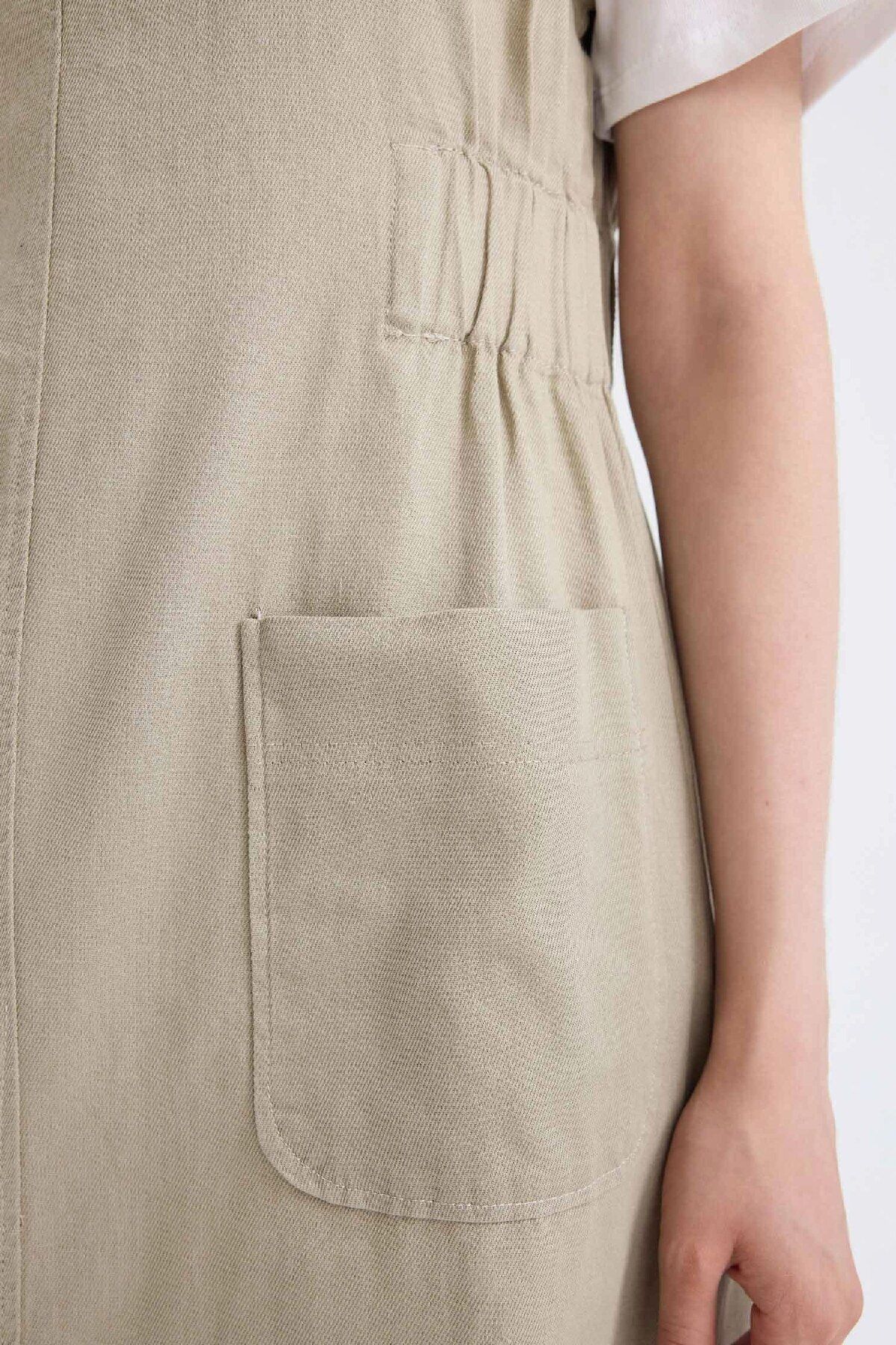 Regular Fit V Yaka Yan Büzgü Detaylı Basic Düz Gabardin Kolsuz Maxi Elbise C9684ax24au Regular Fit V Yaka Yan Büzgü Detaylı Basic Düz Gabardin Kolsuz Maxi Elbise C9684ax24au