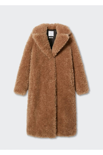 Kürklü buklet yün palto Kürklü buklet yün palto