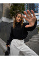 Kadın Oversize Fermuarlı Crop Triko Kazak Kadın Oversize Fermuarlı Crop Triko Kazak