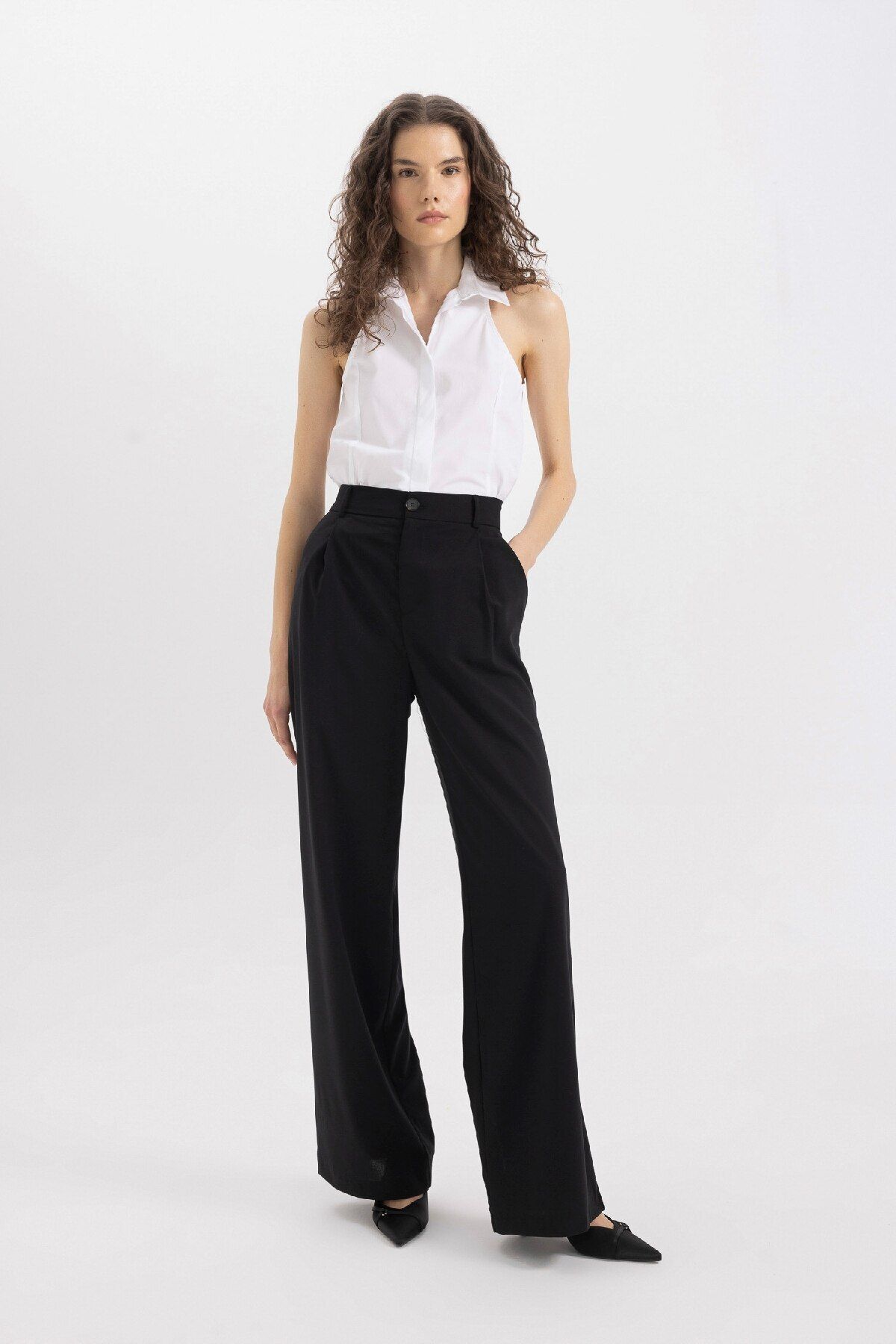 Wide Leg Cepli Yüksek Bel Geniş Paça Uzun Boy Pantolon C6576AX24SM Wide Leg Cepli Yüksek Bel Geniş Paça Uzun Boy Pantolon C6576AX24SM