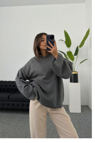 Pinterest Model Kadın Bol Kesim Geniş Kol Örgü Triko Sıfır Yaka Orta Boy Yumuşak Kazak Oversize Pinterest Model Kadın Bol Kesim Geniş Kol Örgü Triko Sıfır Yaka Orta Boy Yumuşak Kazak Oversize