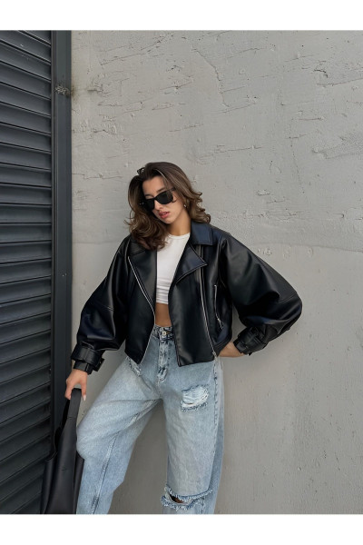 Yeni Sezon Oversize Balon Kol Deri Ceket Yeni Sezon Oversize Balon Kol Deri Ceket