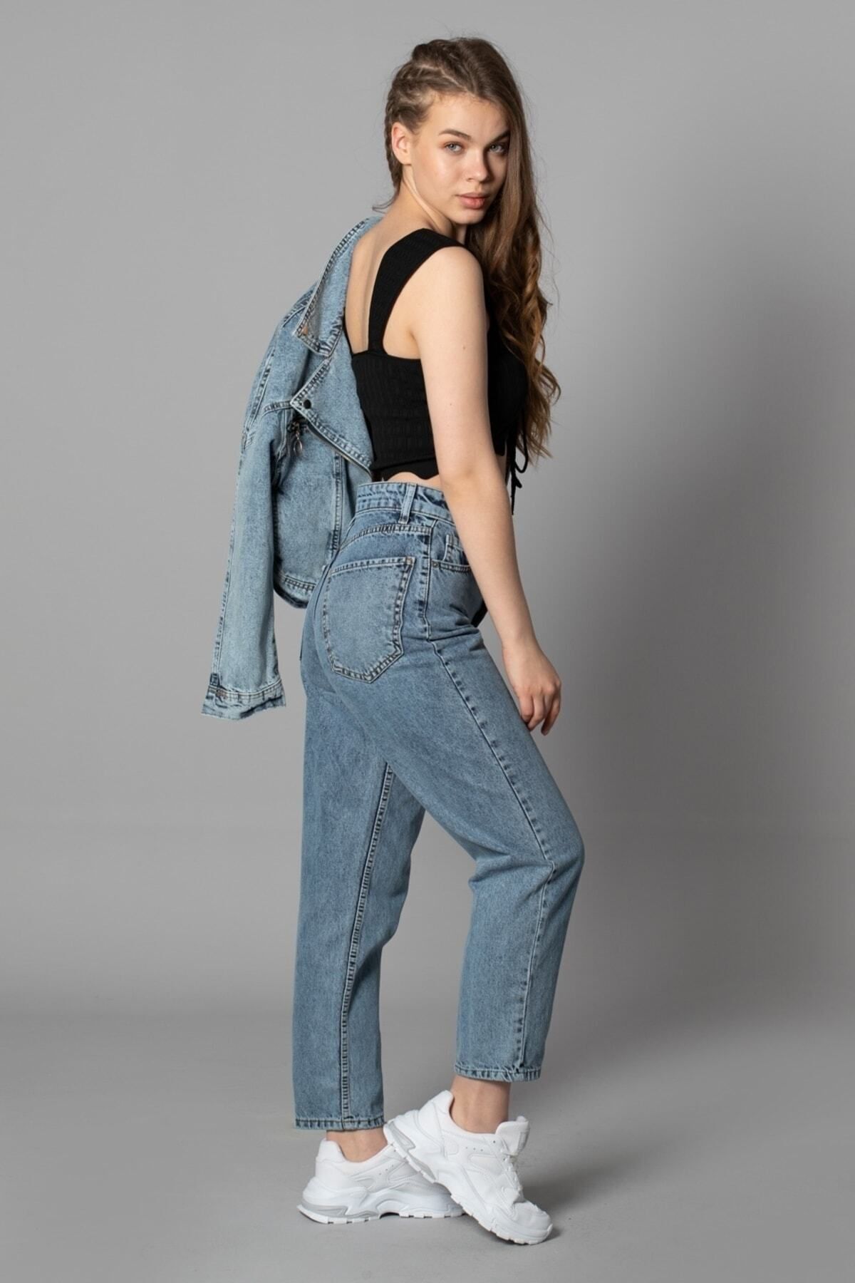 Lucy Boyfriend Kar Mom Mavi Yüksek Bel Likralı Jeans Pantolon Lucy Boyfriend Kar Mom Mavi Yüksek Bel Likralı Jeans Pantolon