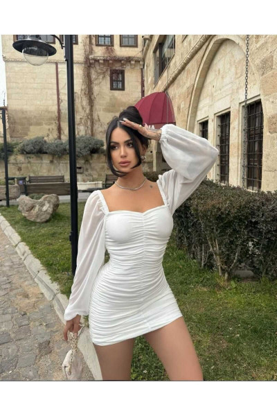 Prenses Kollu Romantik Mini Elbise Prenses Kollu Romantik Mini Elbise
