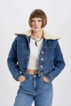 Suni Kürk Yakalı Jean Ceket A9232ax23au Suni Kürk Yakalı Jean Ceket A9232ax23au