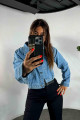 Zımba Detay Tasarım Denim Ceket Mavi Zımba Detay Tasarım Denim Ceket Mavi