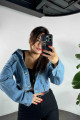 Zımba Detay Tasarım Denim Ceket Mavi Zımba Detay Tasarım Denim Ceket Mavi