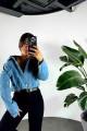 Zımba Detay Tasarım Denim Ceket Mavi Zımba Detay Tasarım Denim Ceket Mavi