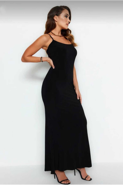 Siyah Fitted/vücuda Oturan Askı Boyu Ayarlanabilen Maxi Esnek Sandy Elbise Siyah Fitted/vücuda Oturan Askı Boyu Ayarlanabilen Maxi Esnek Sandy Elbise