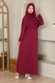 Kolay Giyilebilen Tek Parça Namaz Elbisesi Bordo Kolay Giyilebilen Tek Parça Namaz Elbisesi Bordo