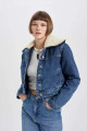 Suni Kürk Yakalı Jean Ceket A9232ax23au Suni Kürk Yakalı Jean Ceket A9232ax23au