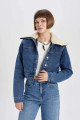 Suni Kürk Yakalı Jean Ceket A9232ax23au Suni Kürk Yakalı Jean Ceket A9232ax23au