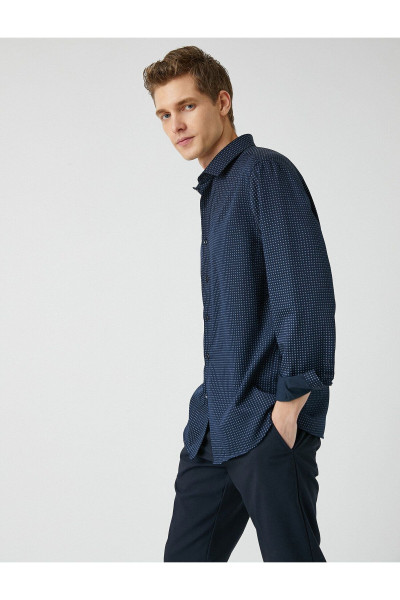 Spor Gömlek Mikro Desenli Slim Fit Non Iron