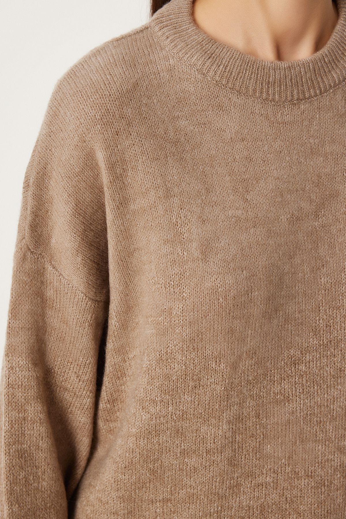 Kadın Vizon Oversize Yumuşak Triko Kazak FN03336 Kadın Vizon Oversize Yumuşak Triko Kazak FN03336
