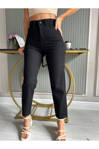 Leo Siyah Mom Jean Kadın Boyfriend Yüksek Bel Likralı Kot Pantolon Leo Siyah Mom Jean Kadın Boyfriend Yüksek Bel Likralı Kot Pantolon