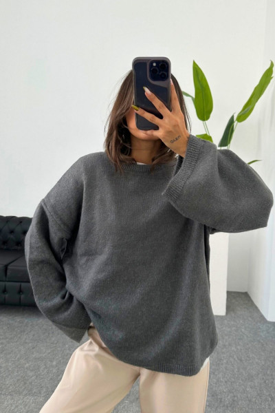 Pinterest Model Kadın Bol Kesim Geniş Kol Örgü Triko Sıfır Yaka Orta Boy Yumuşak Kazak Oversize Pinterest Model Kadın Bol Kesim Geniş Kol Örgü Triko Sıfır Yaka Orta Boy Yumuşak Kazak Oversize
