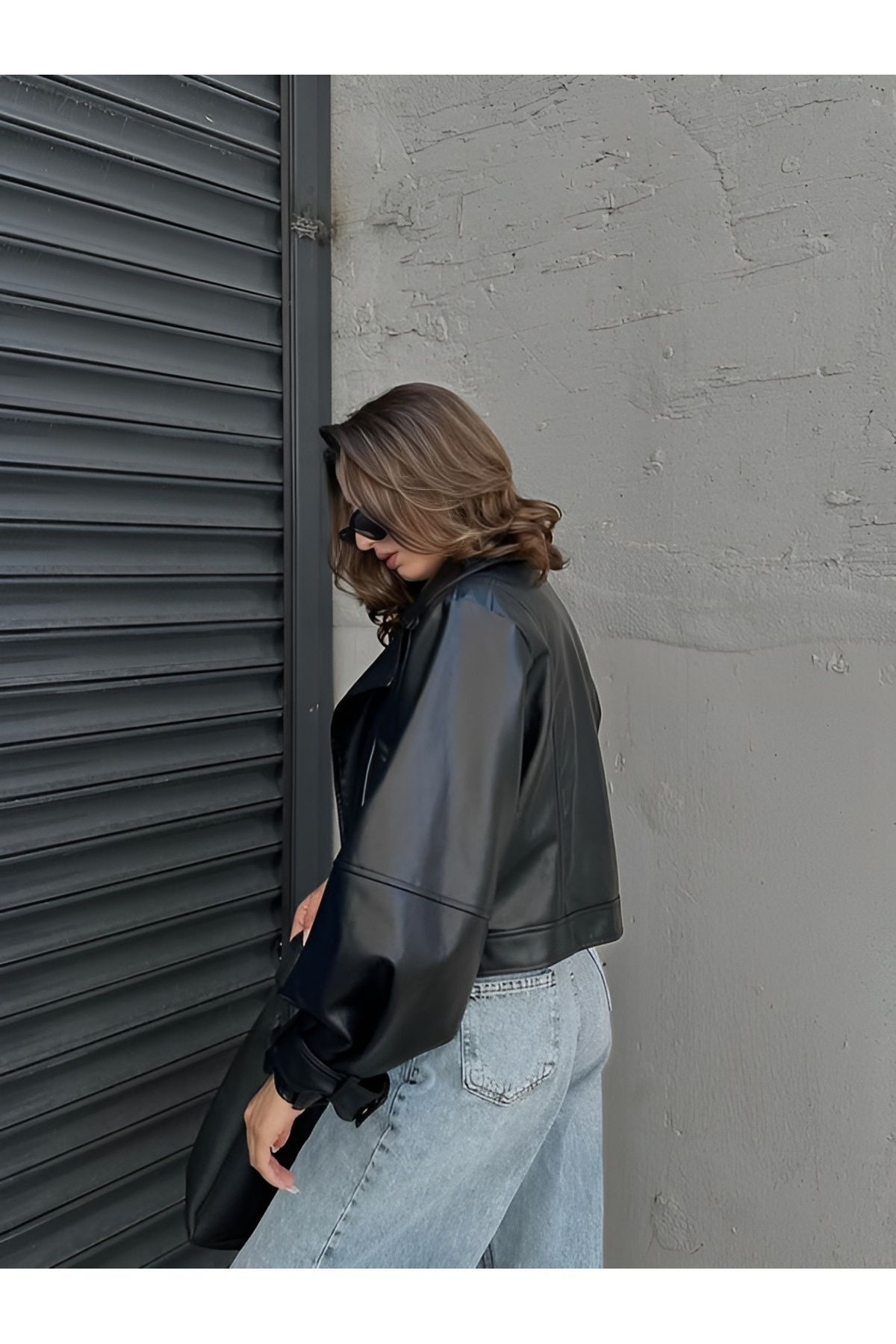 Yeni Sezon Oversize Balon Kol Deri Ceket Yeni Sezon Oversize Balon Kol Deri Ceket