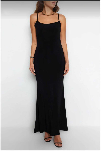 Siyah Fitted/vücuda Oturan Askı Boyu Ayarlanabilen Maxi Esnek Sandy Elbise Siyah Fitted/vücuda Oturan Askı Boyu Ayarlanabilen Maxi Esnek Sandy Elbise