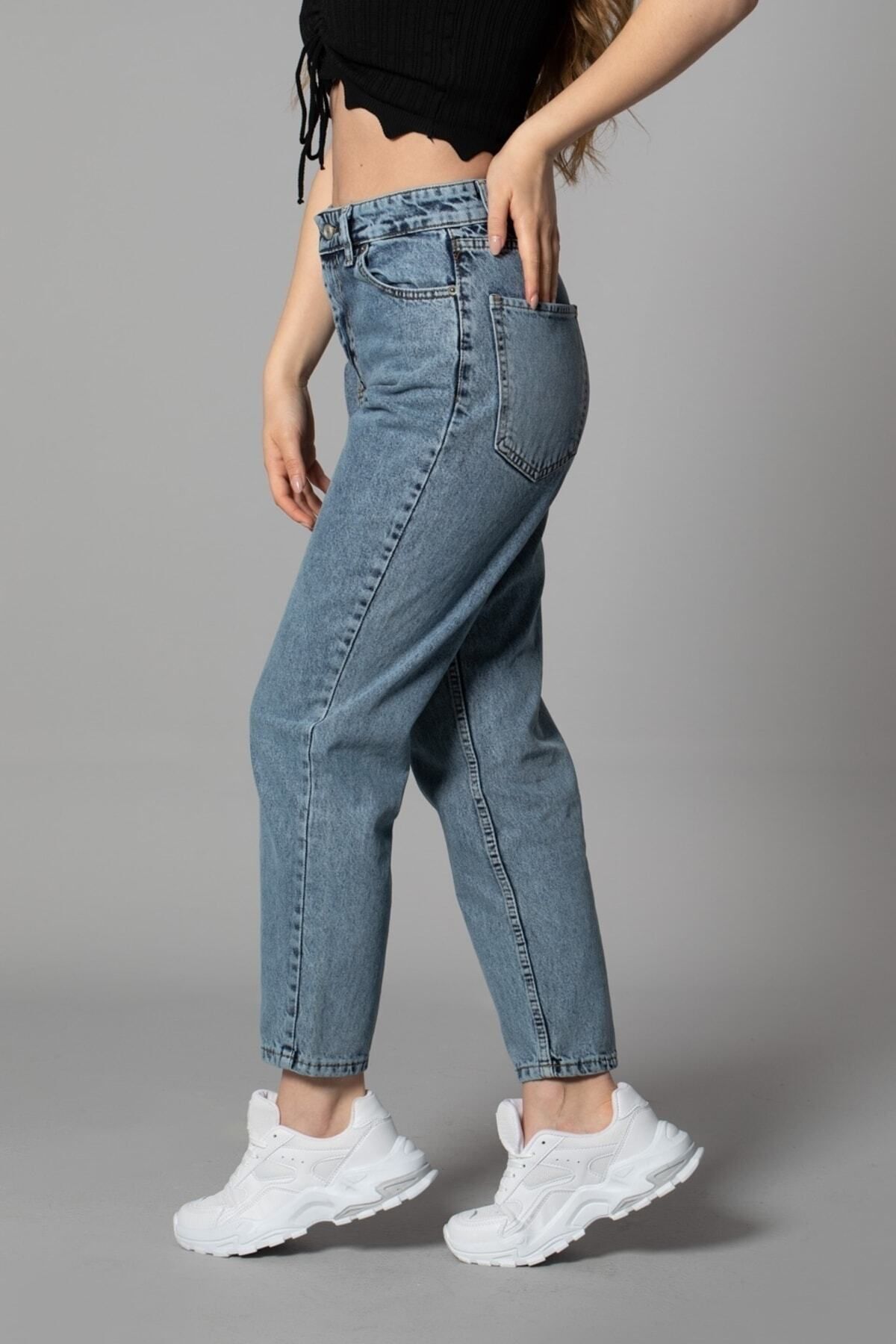 Lucy Boyfriend Kar Mom Mavi Yüksek Bel Likralı Jeans Pantolon Lucy Boyfriend Kar Mom Mavi Yüksek Bel Likralı Jeans Pantolon
