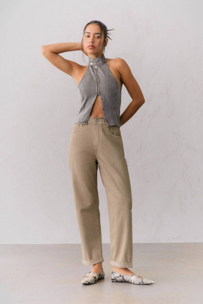 Straight fit paperbag pantolon Straight fit paperbag pantolon