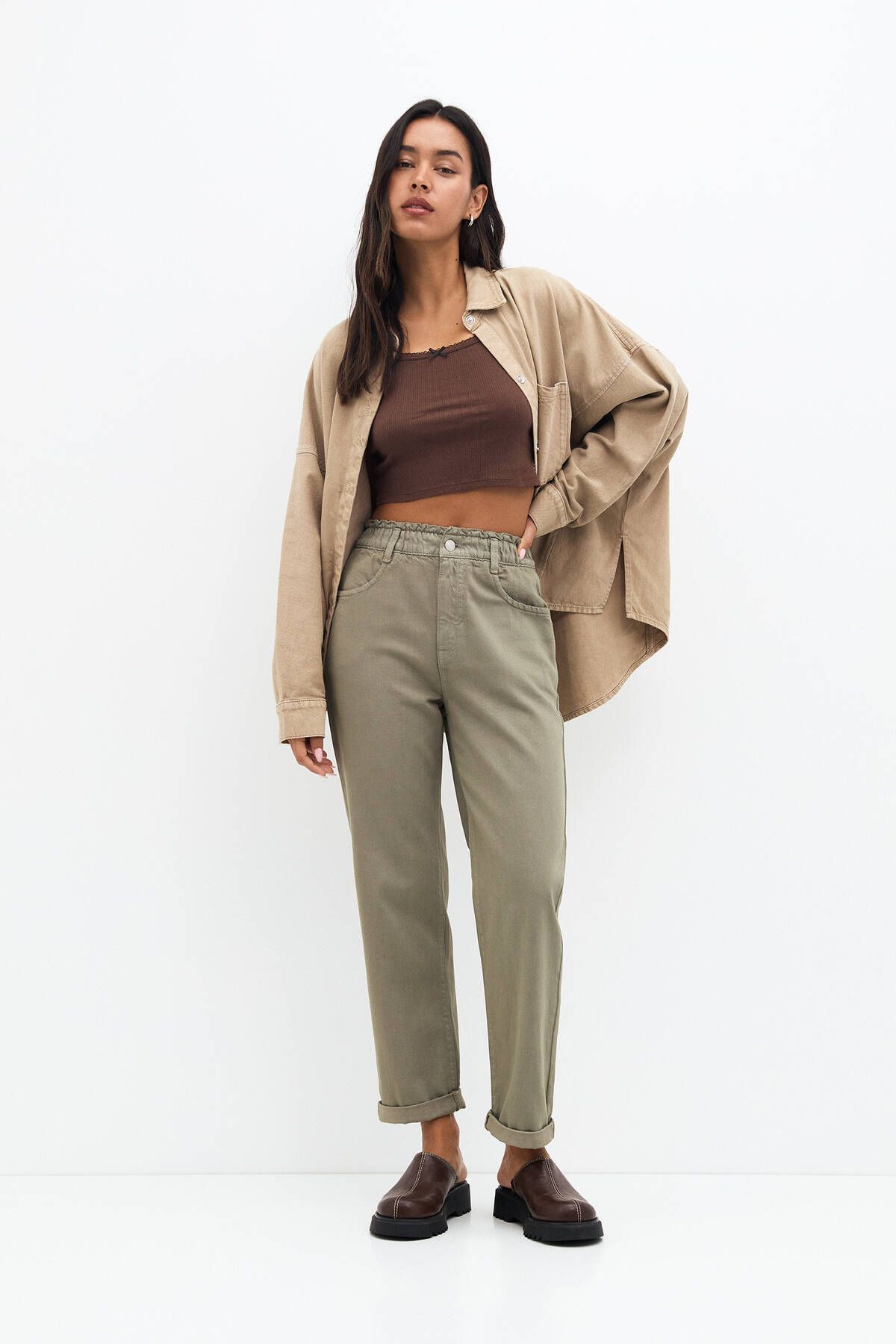 Straight fit paperbag pantolon Straight fit paperbag pantolon