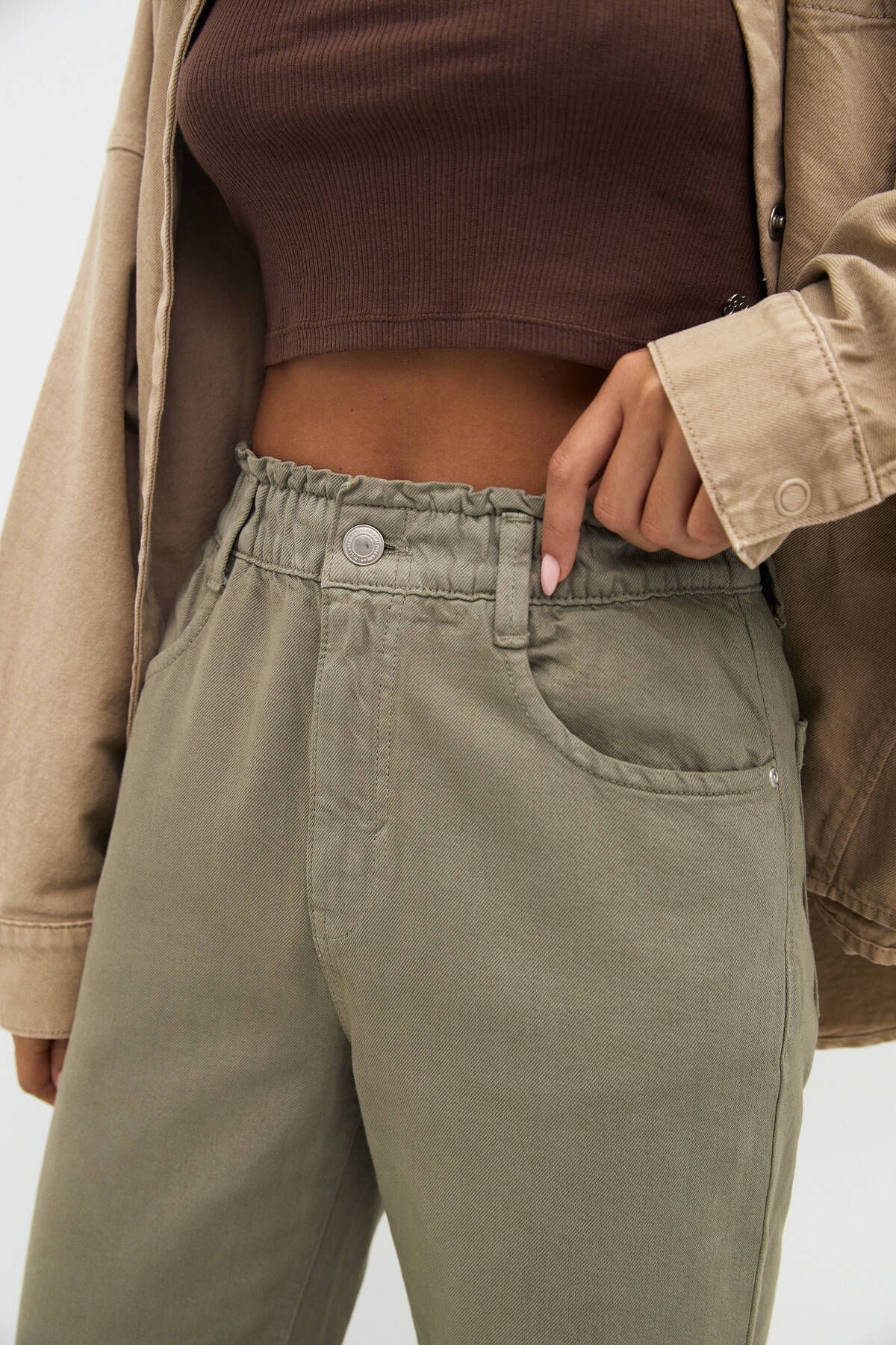 Straight fit paperbag pantolon Straight fit paperbag pantolon