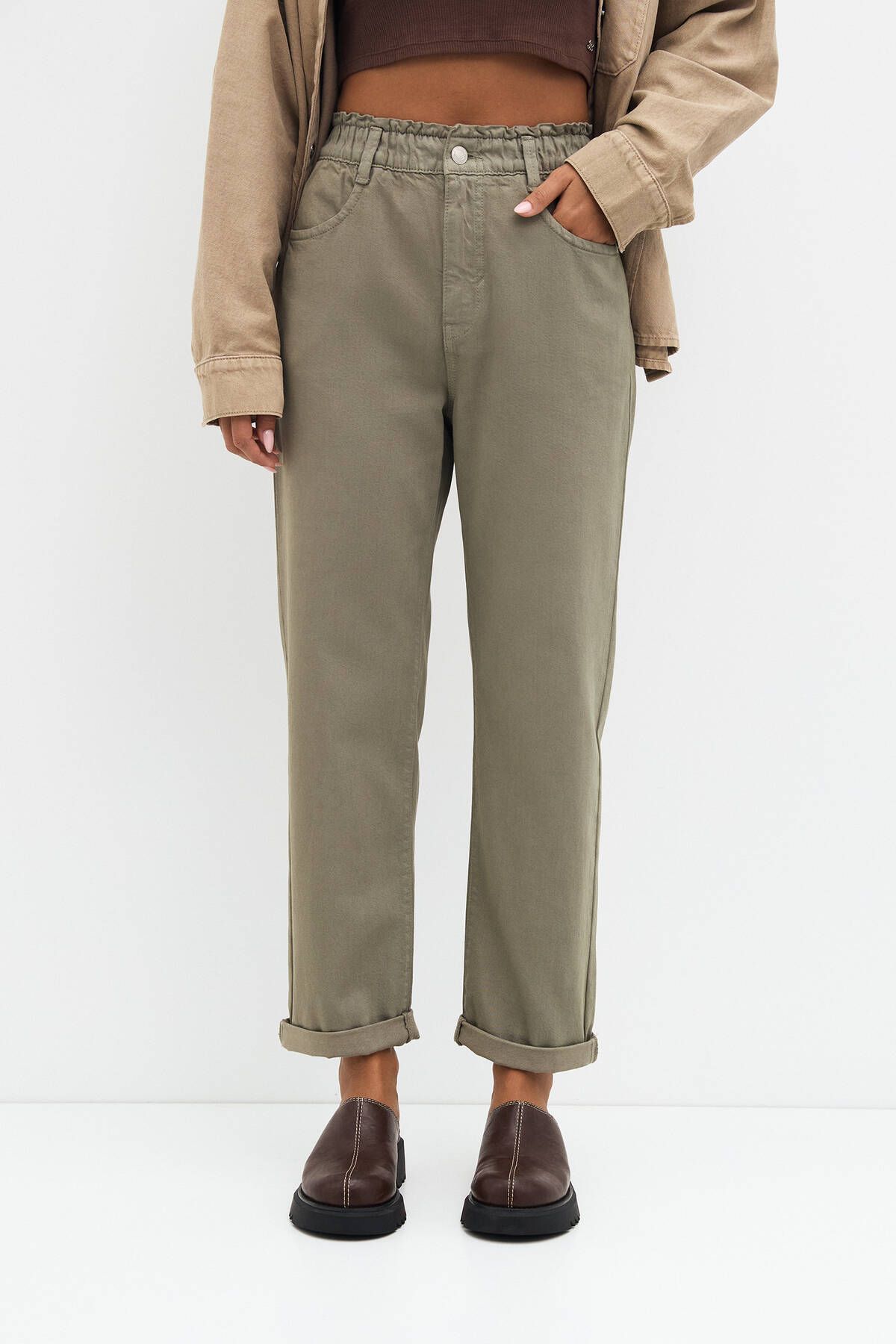 Straight fit paperbag pantolon Straight fit paperbag pantolon