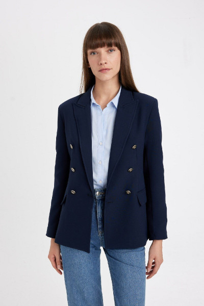 Oversize Geniş Kalıp Gömlek Yaka Düğmeli Basic Düz Blazer Ceket D3155ax24au